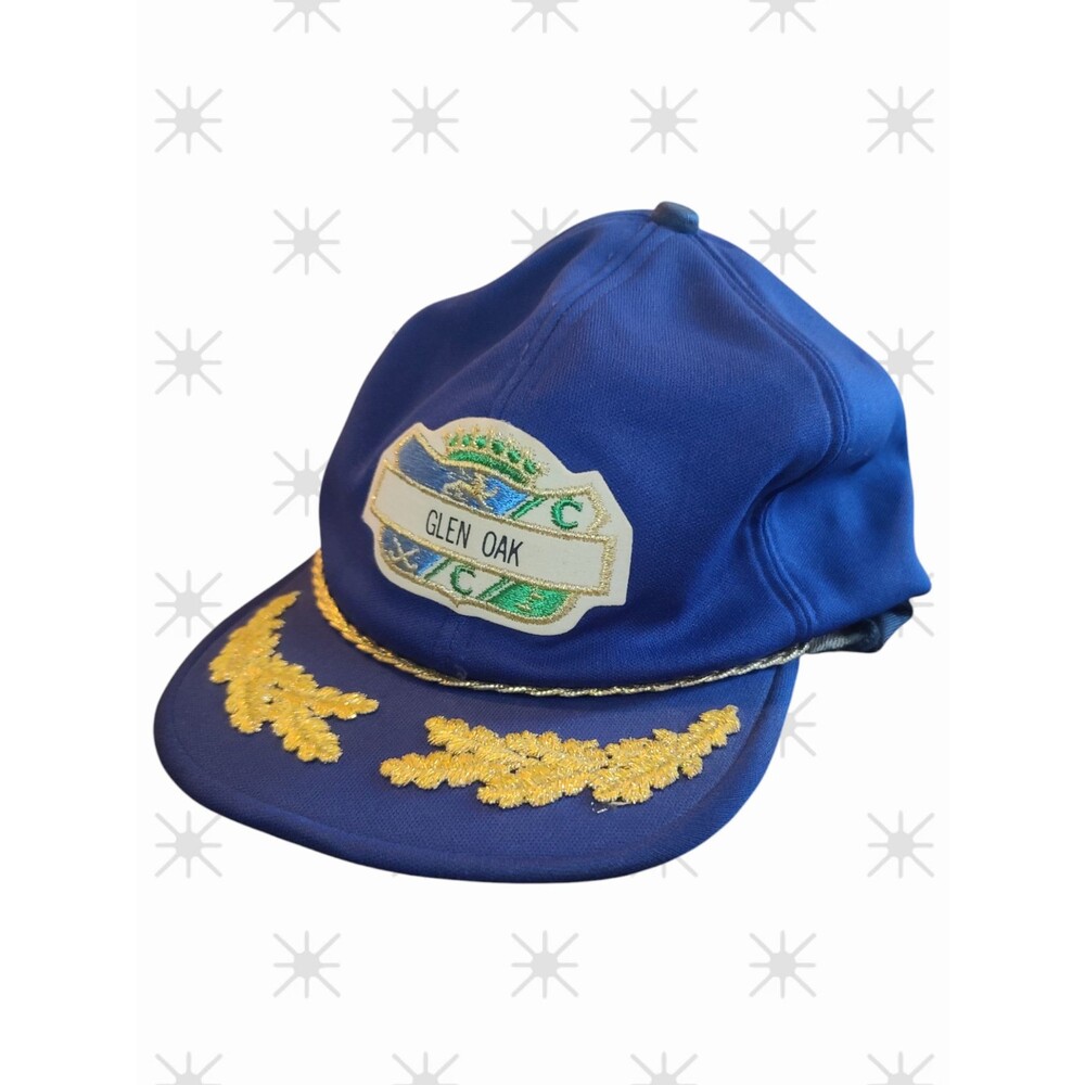 Navy Glen Oak Baseball Cap Hat VTG USA Gold Leaf Rope
